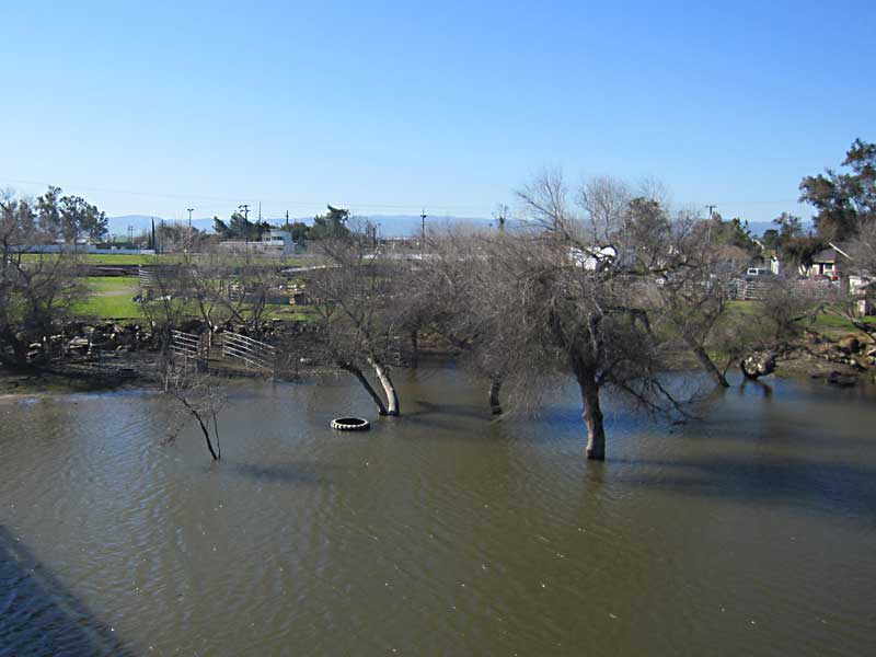 Flooded confluence of San Joaquin and Merced Rivers
