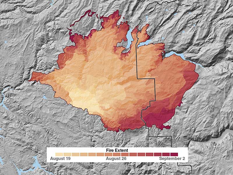 Map showing progression of Rim Fire