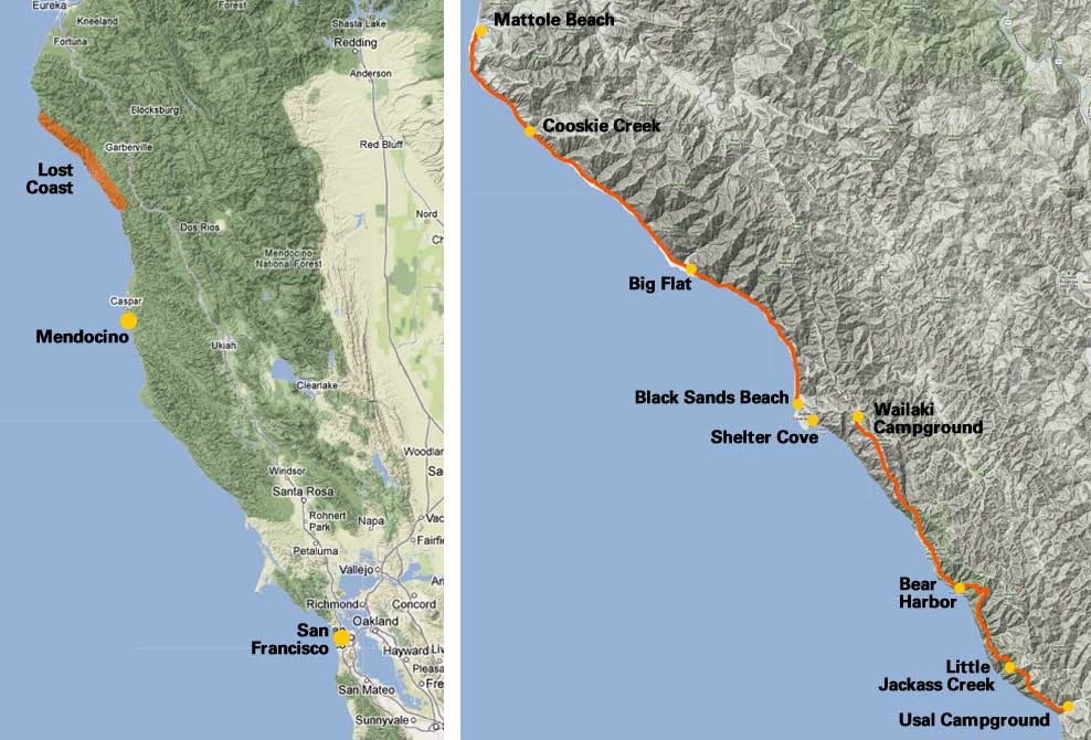 Map of the Lost Coast Trail