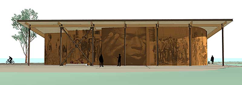 Architect rendering of new education center at Cooley Landing