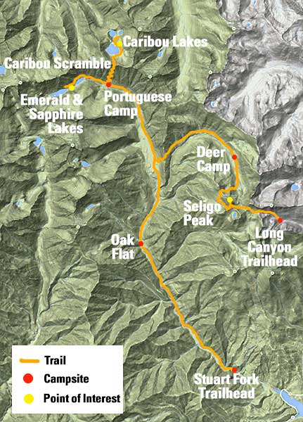 Map of our Trinity Alps Backpacking trip