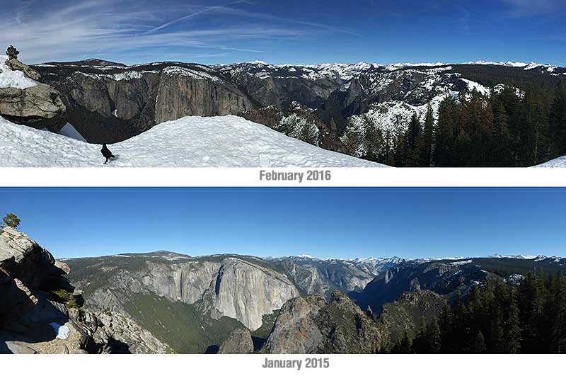 Dewey Point Panorama comparison between 2015 and 2016