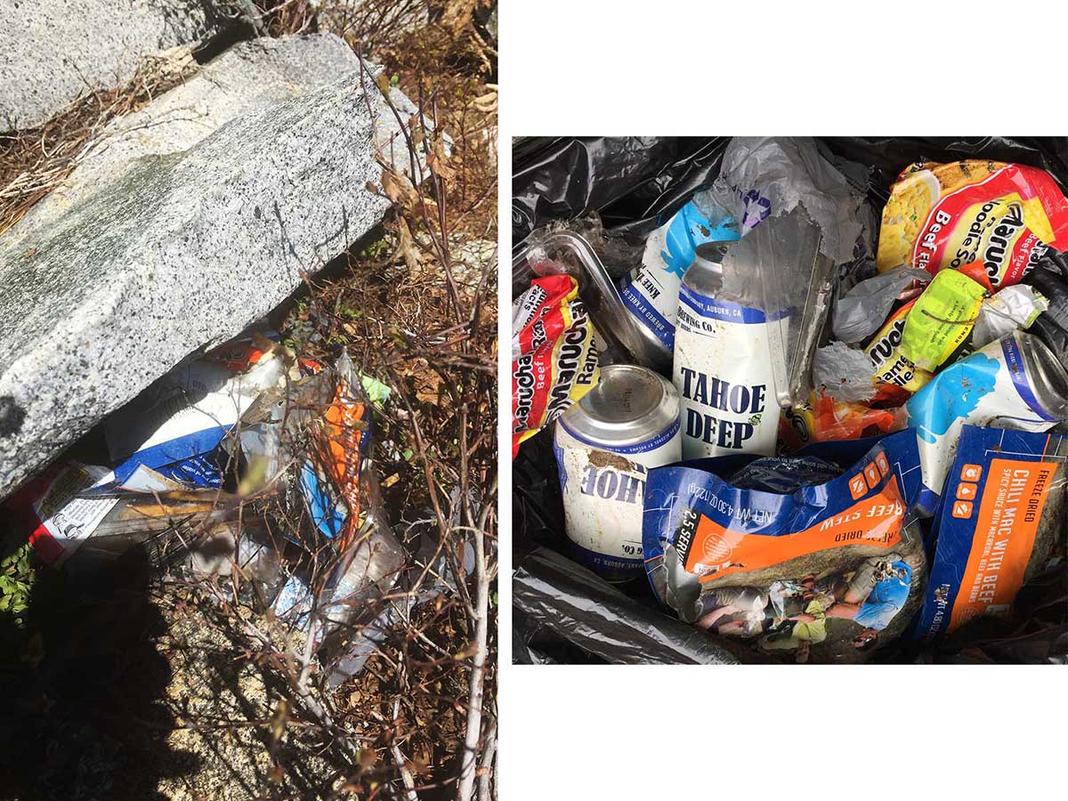 Abandoned garbage found off-trail