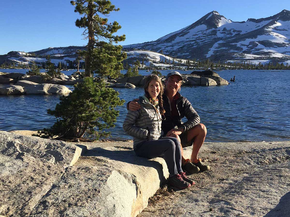 Posing for a photo on Lake Aloha