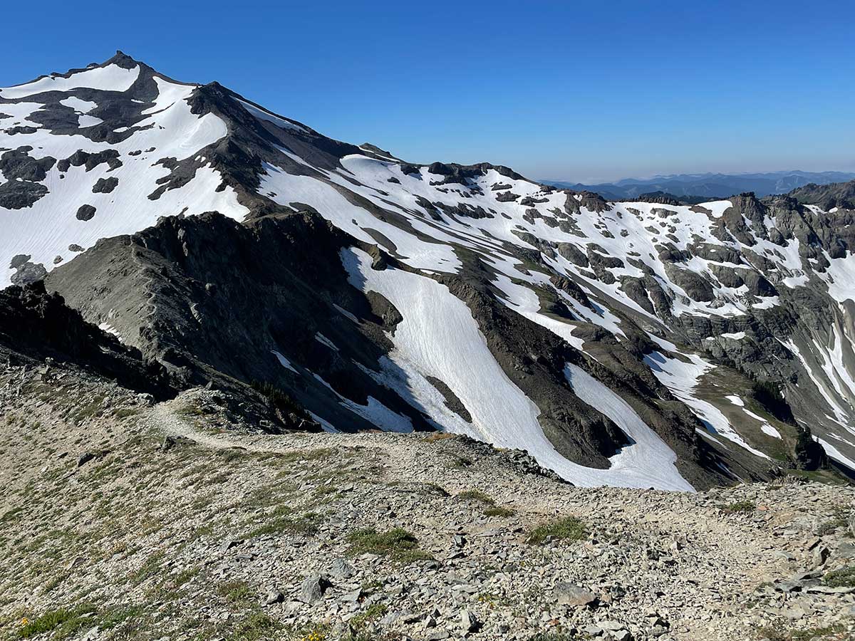 Looking back on original PCT trail, Goat Rocks Wilderness