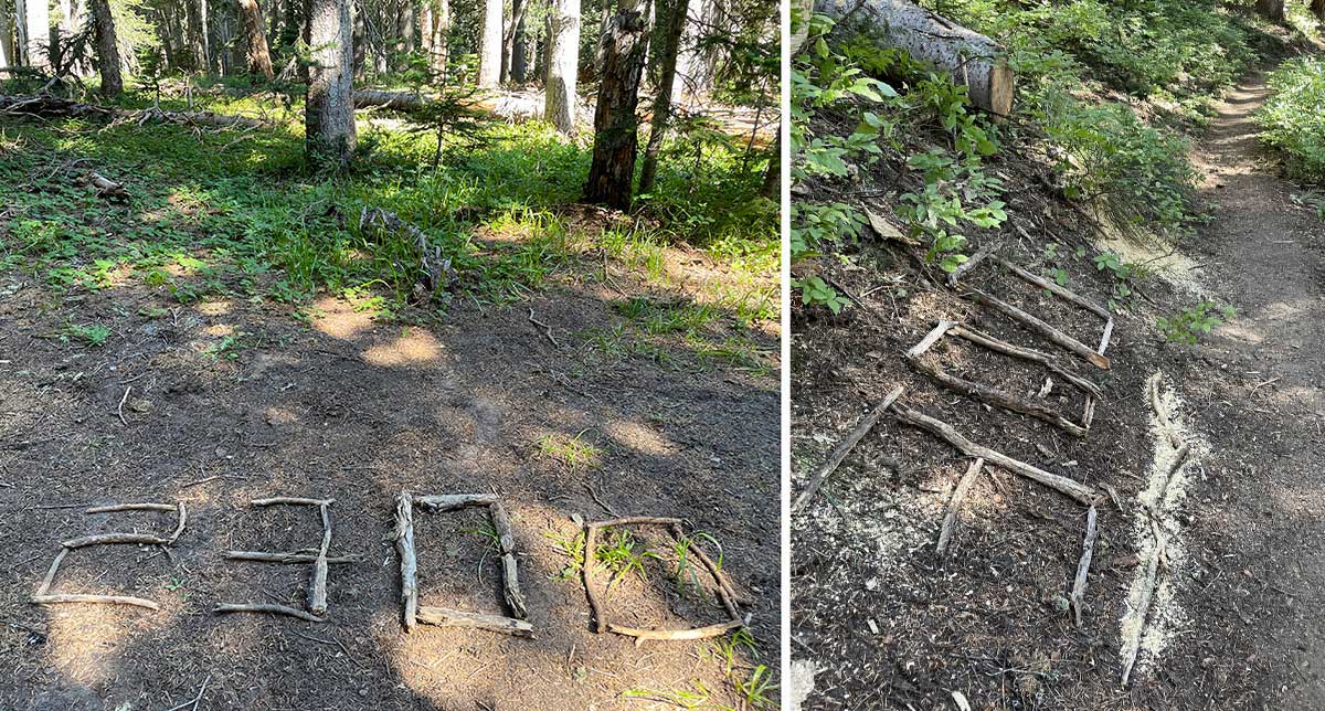 2300 miles to Mexico and 300 miles to Canada trail markers on the PCT