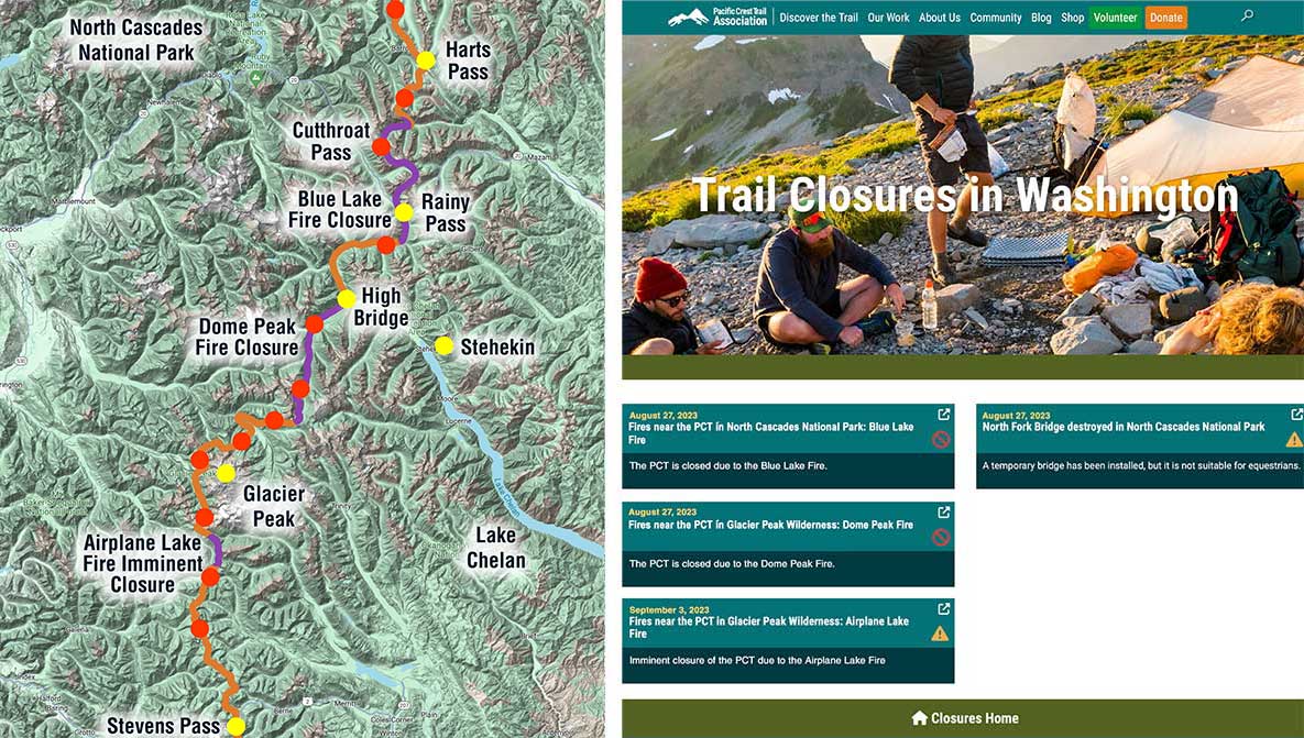 PCT Trail Closures due to Wildfires