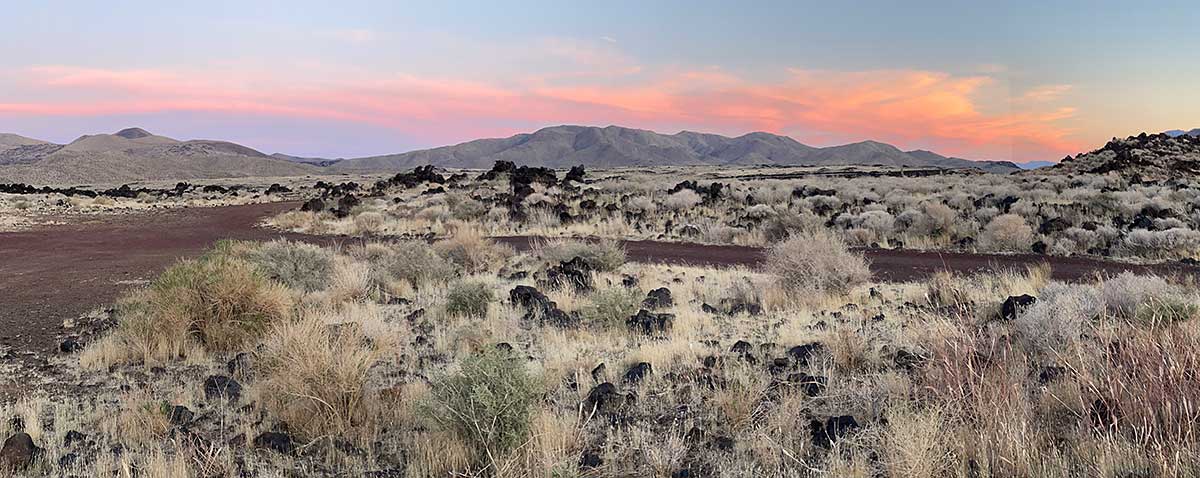 Sunset view from Fossil Falls BLM Campground