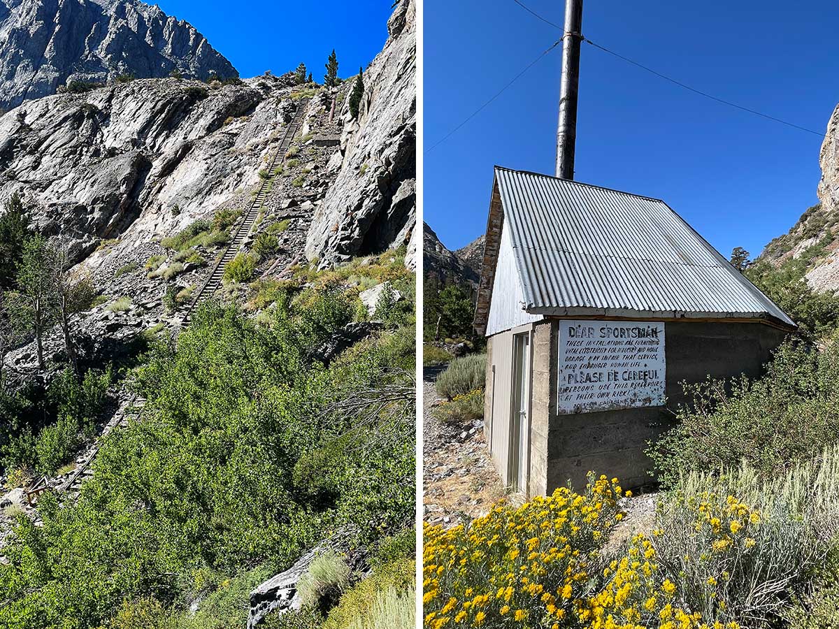 Tramway remains and sign at Agnew Lake