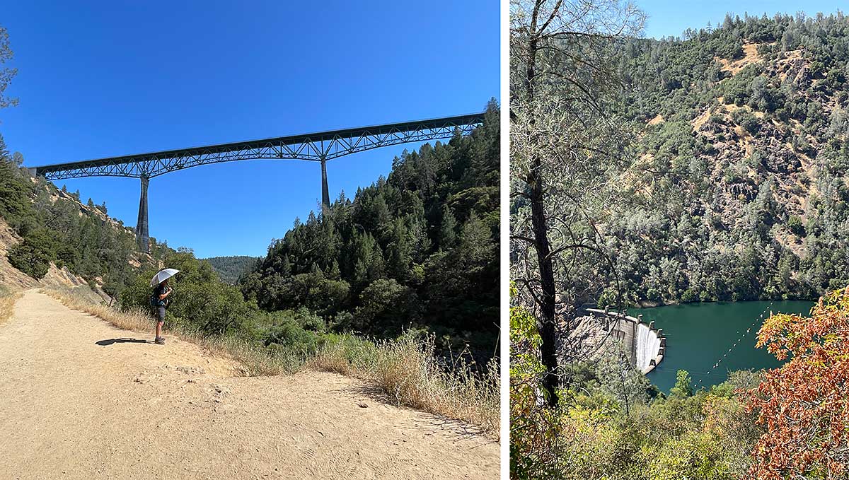 Highest bridge in California and Lake Clementine Dam