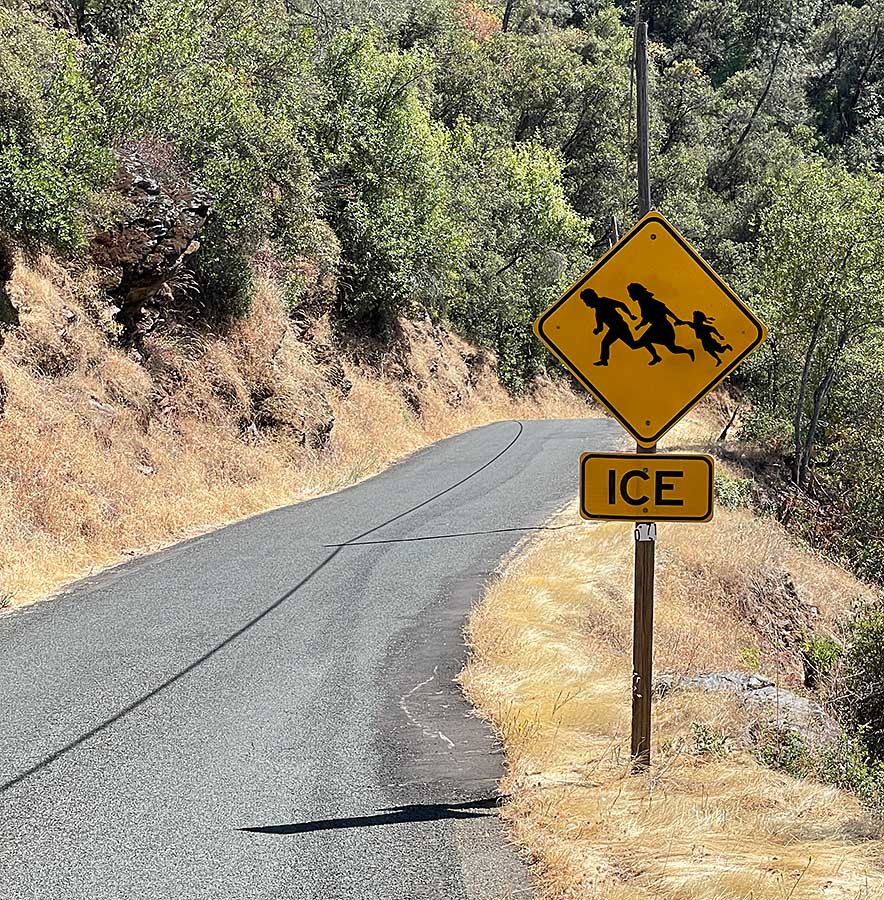 ICE road sign
