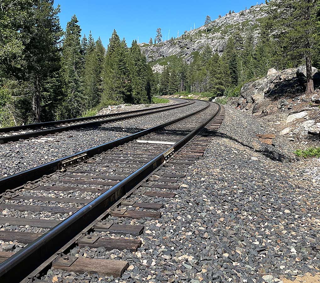 Trail crossing railroad tracks