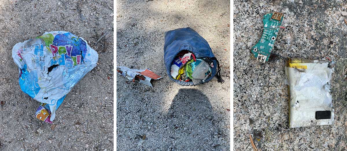 Garbage found on the trail