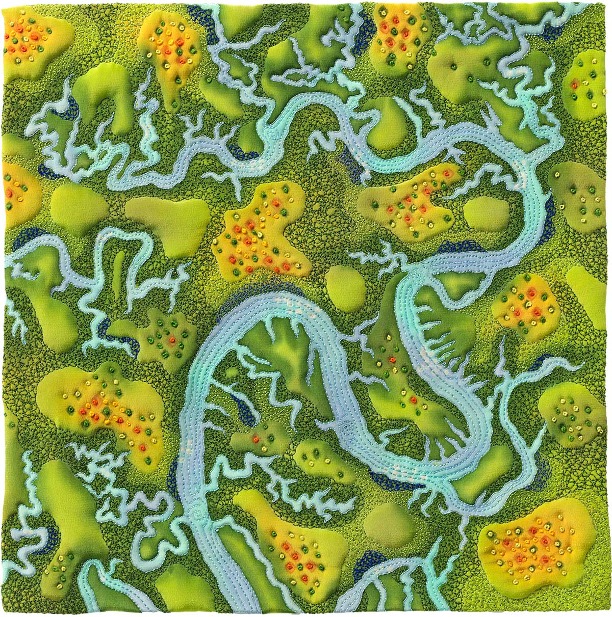 Detail image of Hard & Soft Series: Reseeding Wetlands (textile) ©2018 Linda Gass
