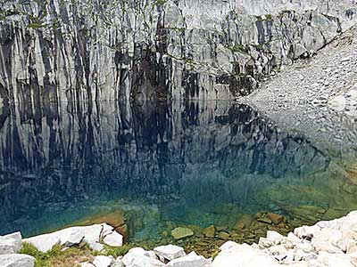 Reflection in Precipice Lake, High Sierra Trail, Kings Canyon