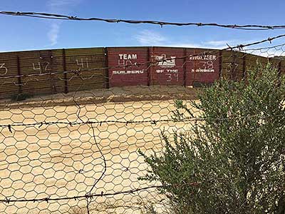 Border wall between Mexico and California near the PCT Southern Terminus