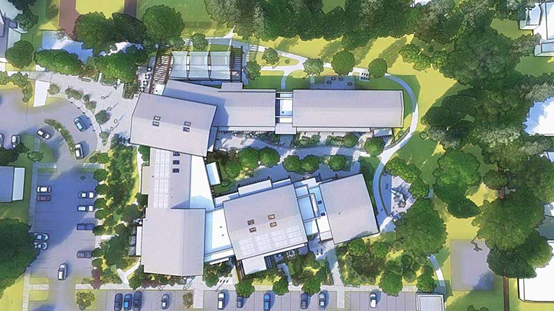 Birds Eye view of the Los Altos Community Center Site Plan