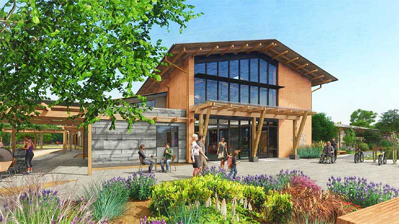 Architect rendering of north entrance to Los Altos Community Center