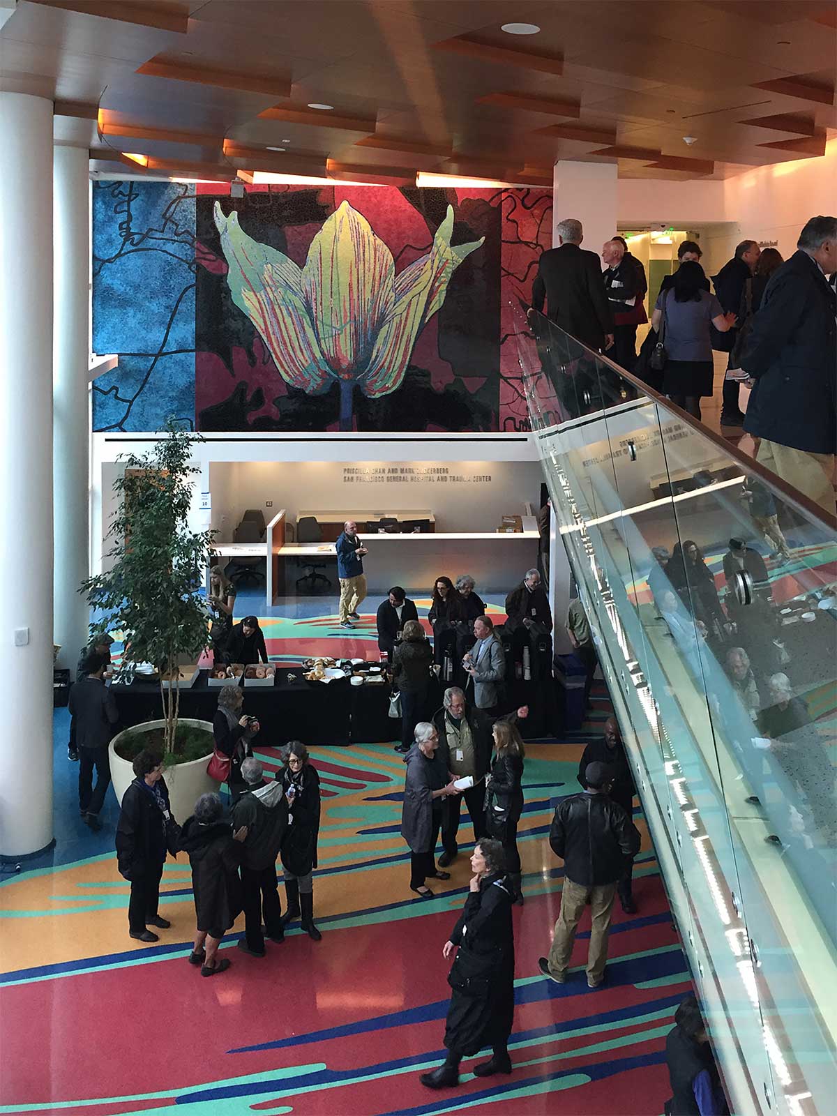 View of lobby at Zuckerberg San Francisco General Hospital