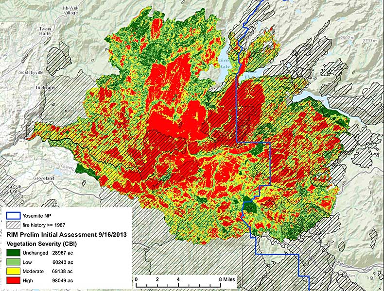 Rim Fire Vegetation Burn Severity Map